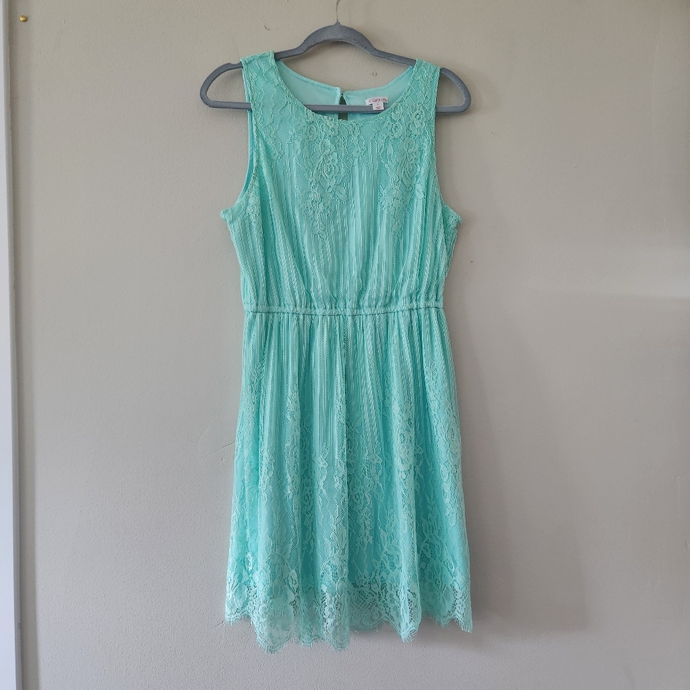Xhilaration mint green lace dress summer flowy floral dress womens size Large